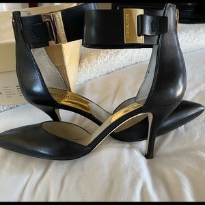 Michael Kors Black Leather Ankle Strap Shoe